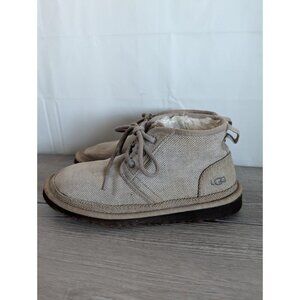 UGG Neumel Natural Grey Canvas Ankle Chukka  Women's Boots US Size 9